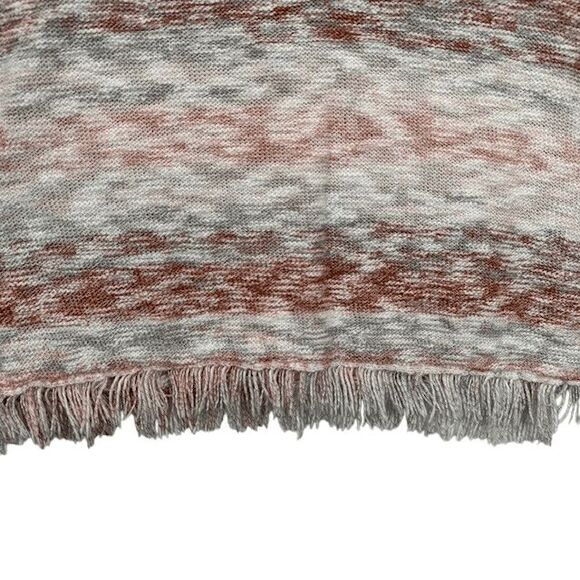 Natural Reflections Lightweight Fringe Sweater V-Neck Rust Tan Cream Size Medium - Picture 3 of 12